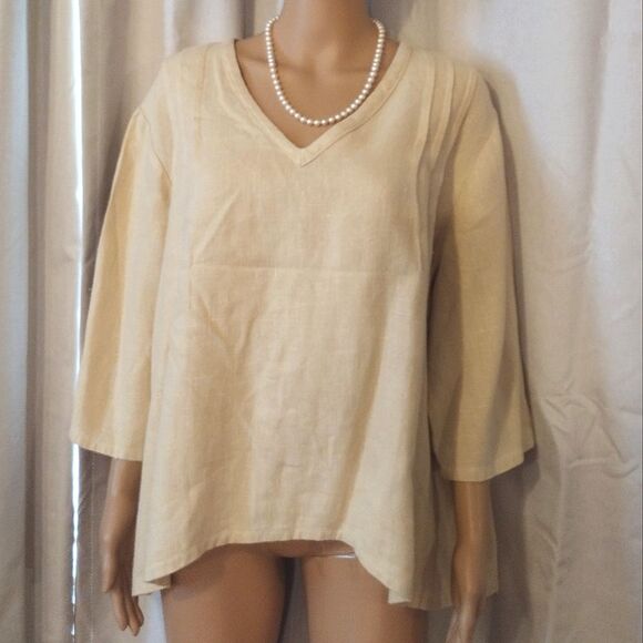 Hearts Desire by Mary Grace Women's Size Medium Yellow Cotton Flowy Blouse Top - Picture 2 of 7